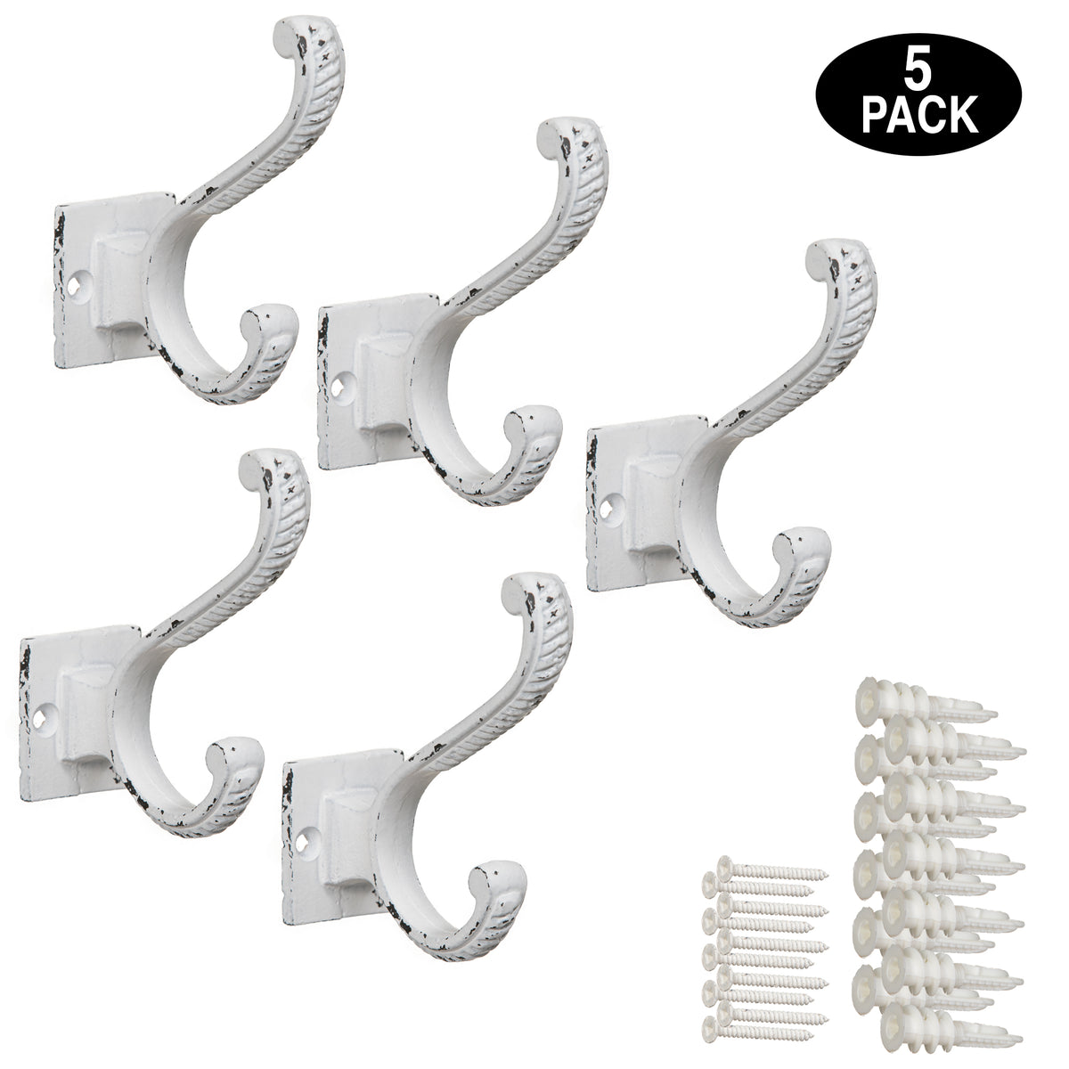 Antique White Cast Iron Scroll Coat Hooks - Wall Mounted DIY Coat & To –  Claimed Corner