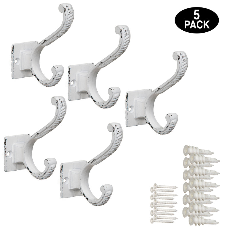  CRAFTSMAN ROAD Vintage Cast Iron Wall Hooks (Antique White  Finish, Set of 4) - Rustic, Farmhouse, Shabby Chic, French Country Coat  Hooks, Great for Coats, Bags, Towels, Hats