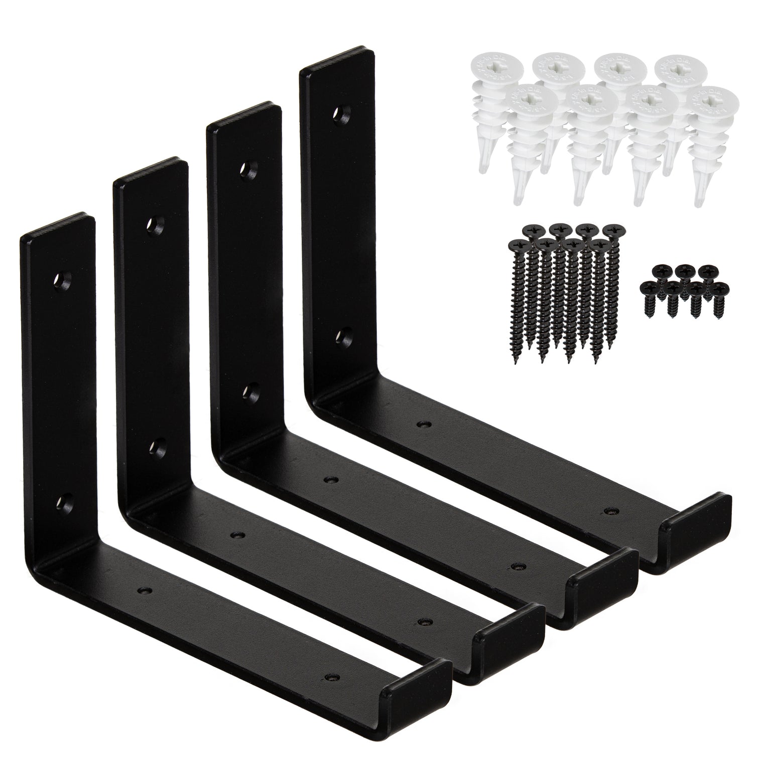 Heavy Duty Shelf Brackets 1/4" Thick 4 PK Set with Hardware